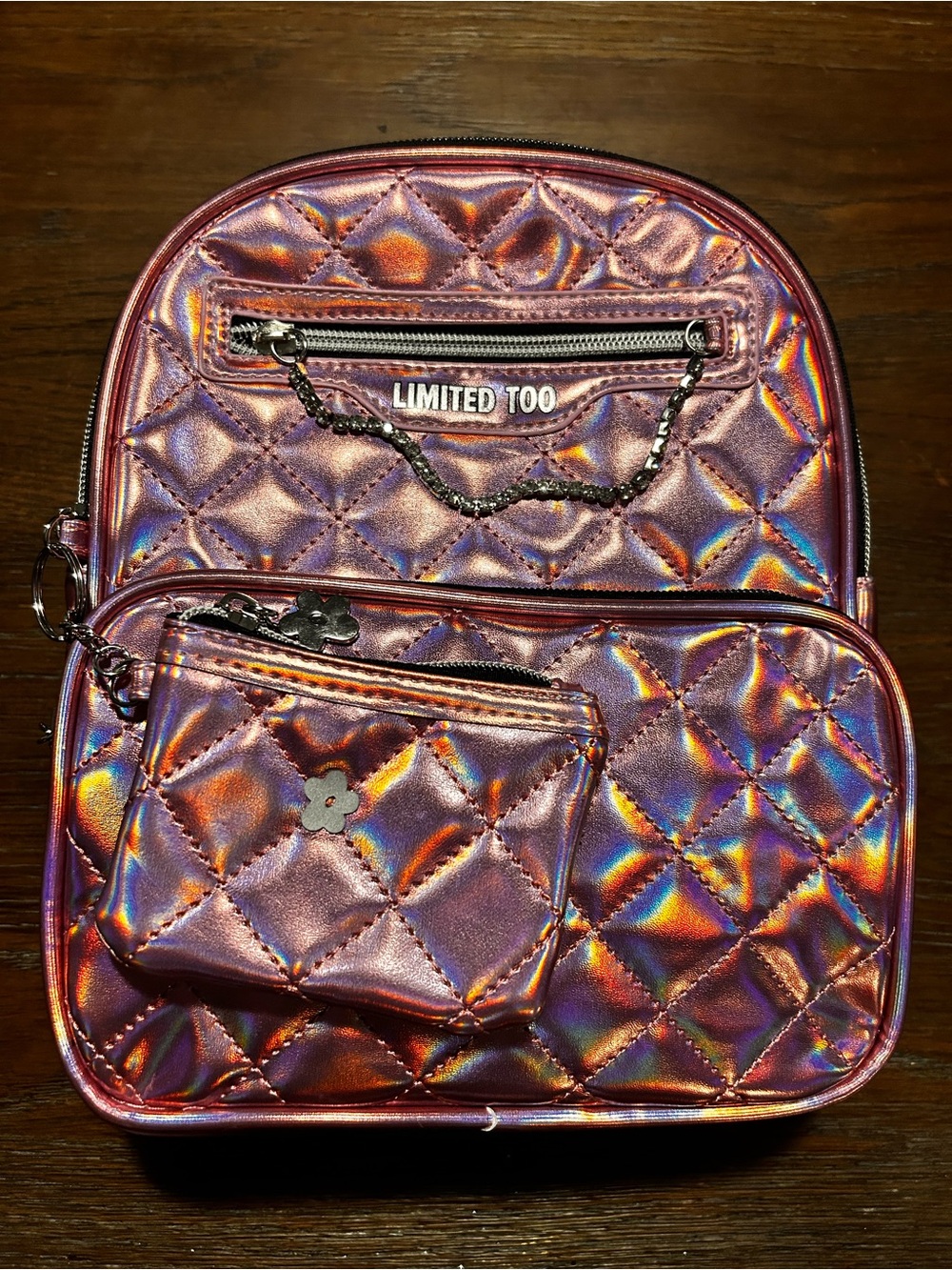 Limited Too Pink Iridescent Quilted Mini Backpack